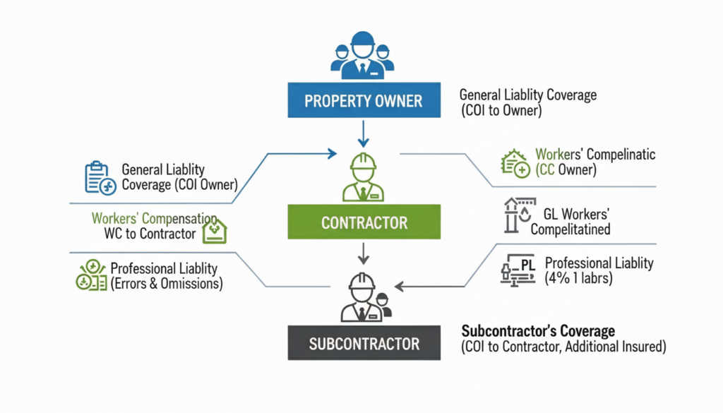 Construction insurance coverage diagram.