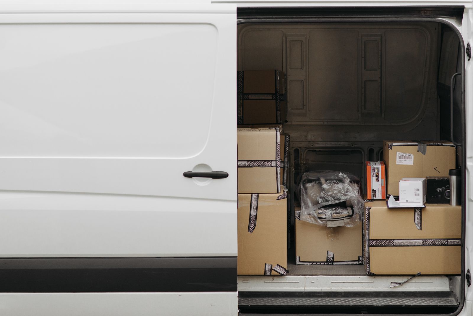 Commercial delivery van loaded for business use